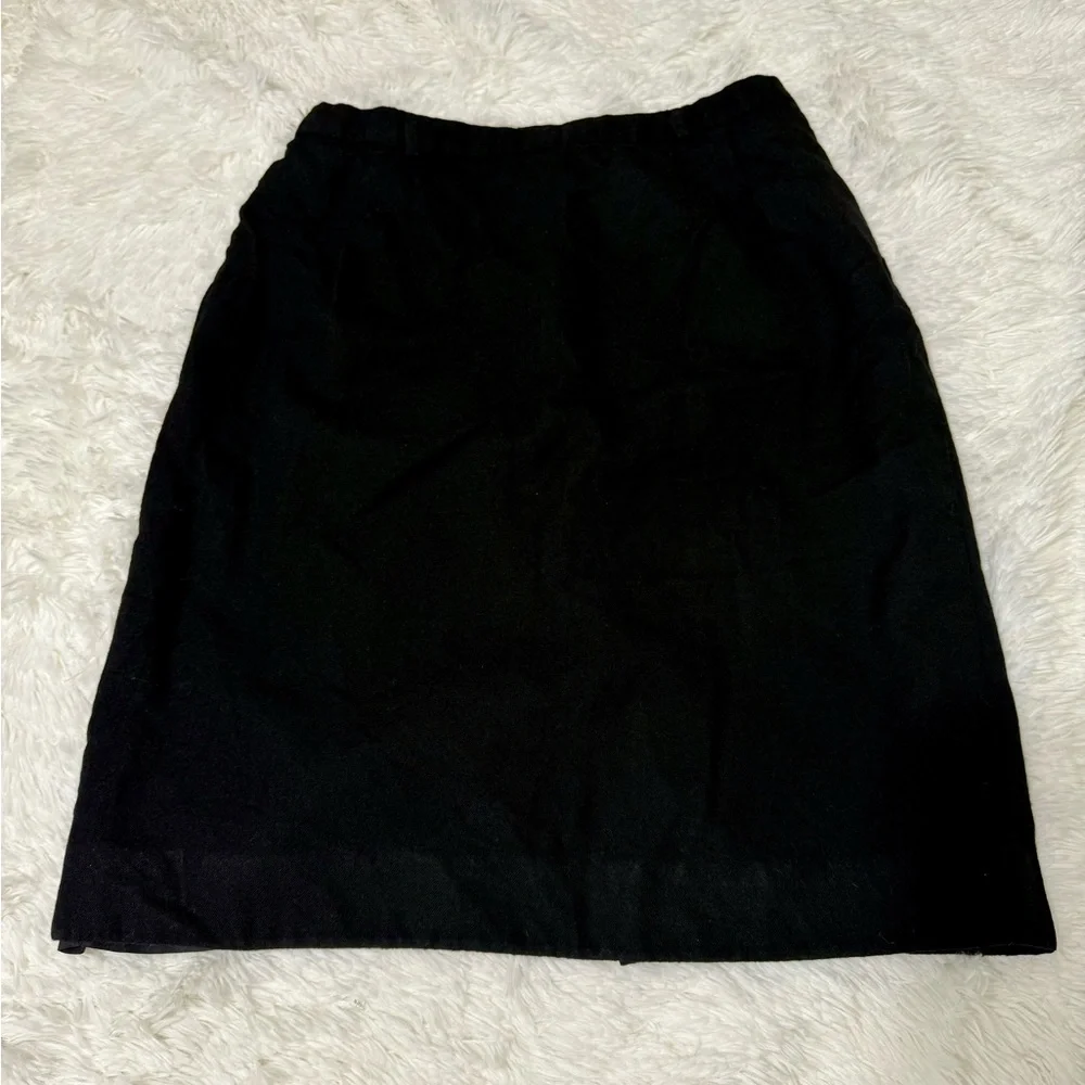 Talbots Pure Wool Worsted Skirt Pencil Lined Black Belt Loops Office Size 12 P